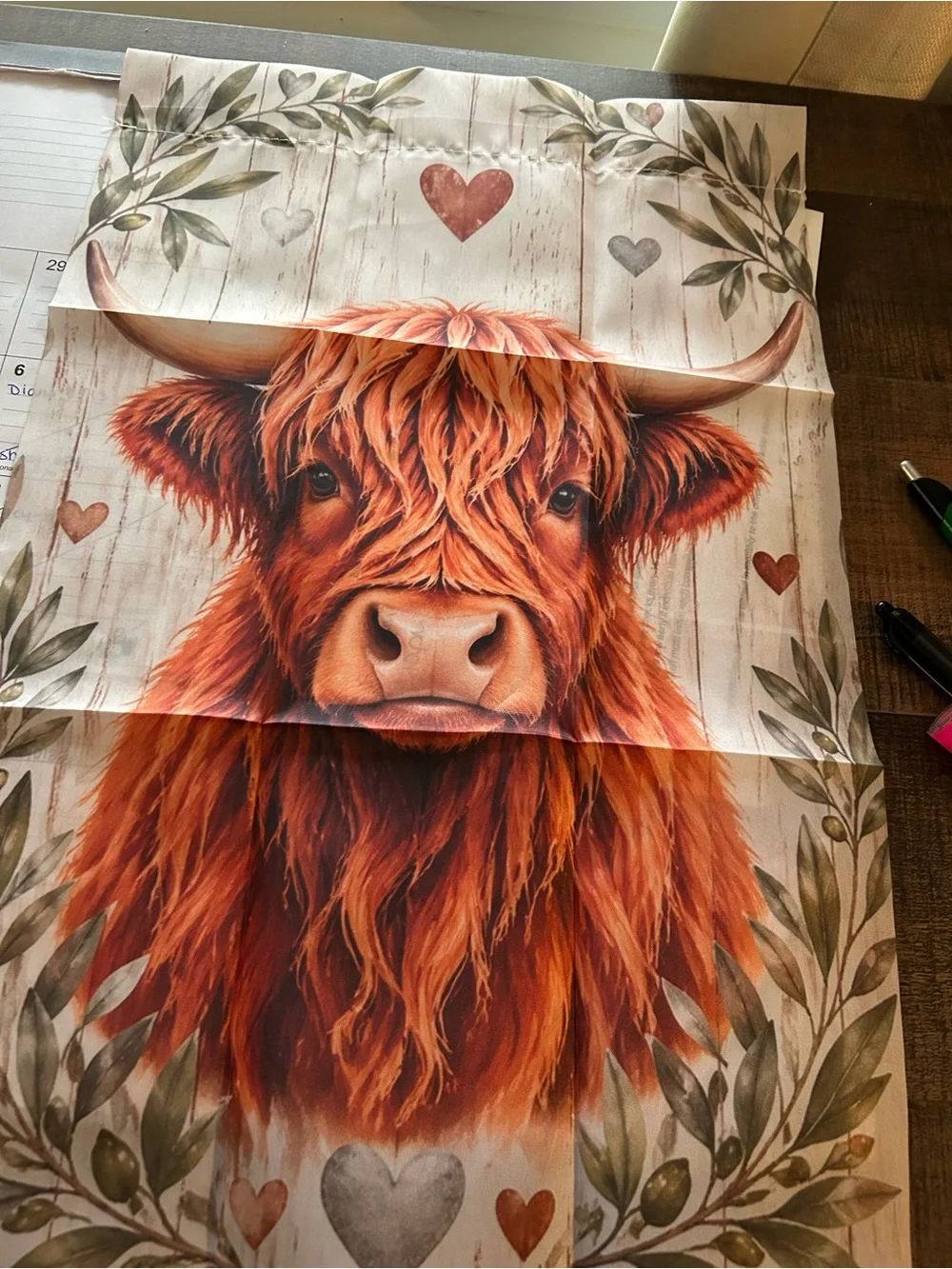 Highland Cow Decorative Bedding Panel - Rust Orange